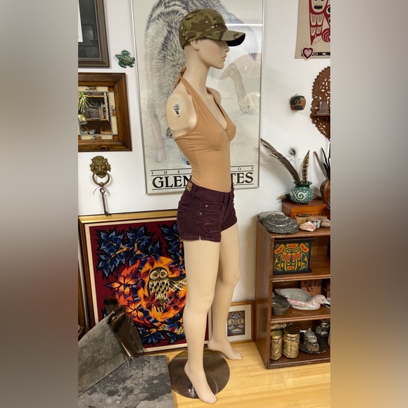 Distressed Burgundy Short Shorts - Picture 11 of 13